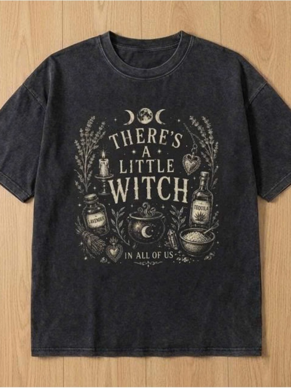Gildan Black Graphic 'There's A Little Witch' Short Sleeve Tee